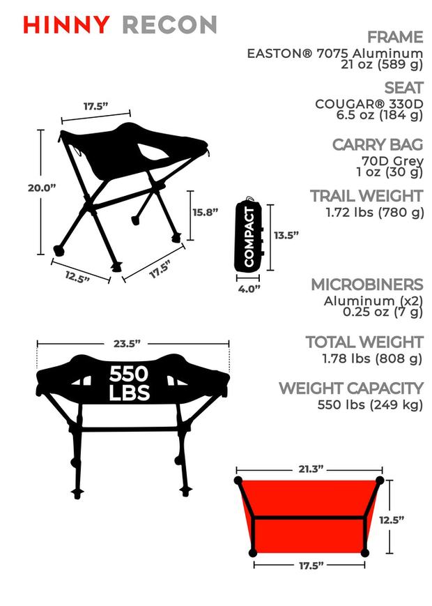Mulibex Hinny Recon Ultralight Outdoor Sports Stool Specifications