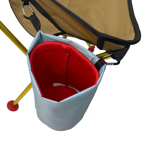 Mulibex Carry Bag with Thermal Insert Clipped to Chair with Micro Carabiners