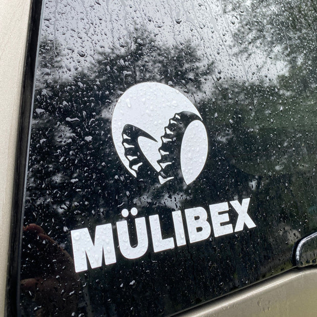 Mulibex Logo Vinyl Transfer Sticker on Wet Window